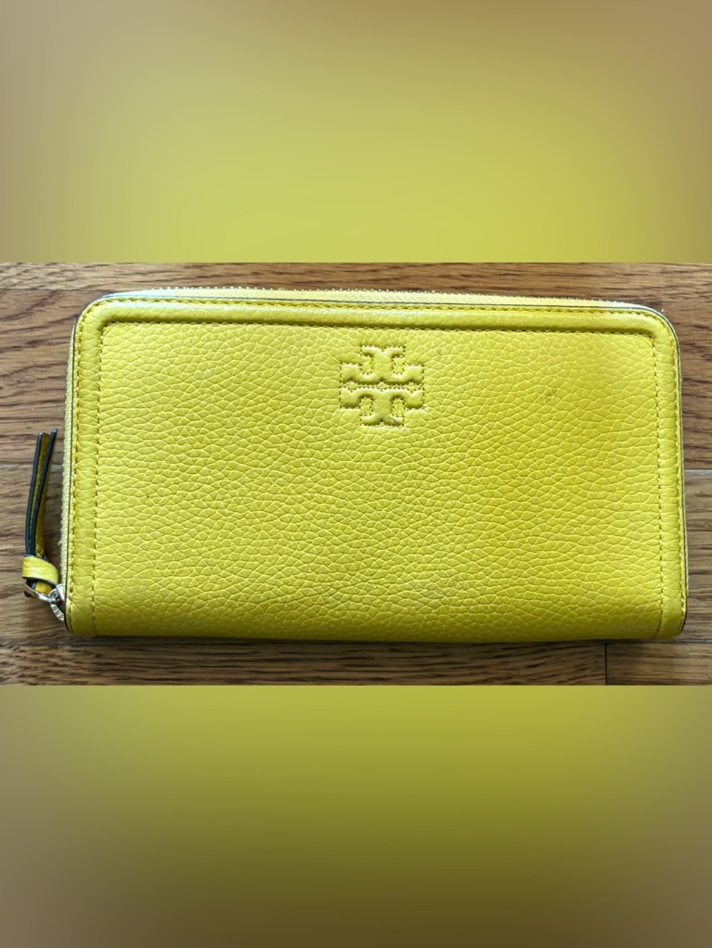 Tory Burch “BRITTEN” Zip Around Continental Wallet, Mustard, EUC